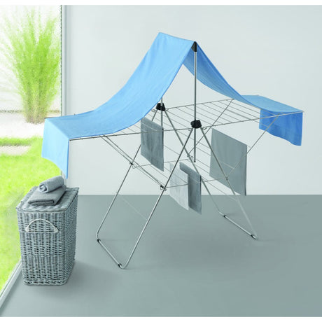 Tomado - droogrek vento plus - 30 meter drooglengte - zilvergrijs - 5 jaar garantie - vleugels in hoogte verstelbaar - extra stang voor kledinghangers