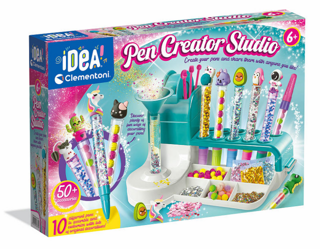 Clementoni idea - pennen creatiestudio - knutselpakket vol accessoires - kawaii glitterpennen - het creatieve cadeautje - vanaf 6 jaar