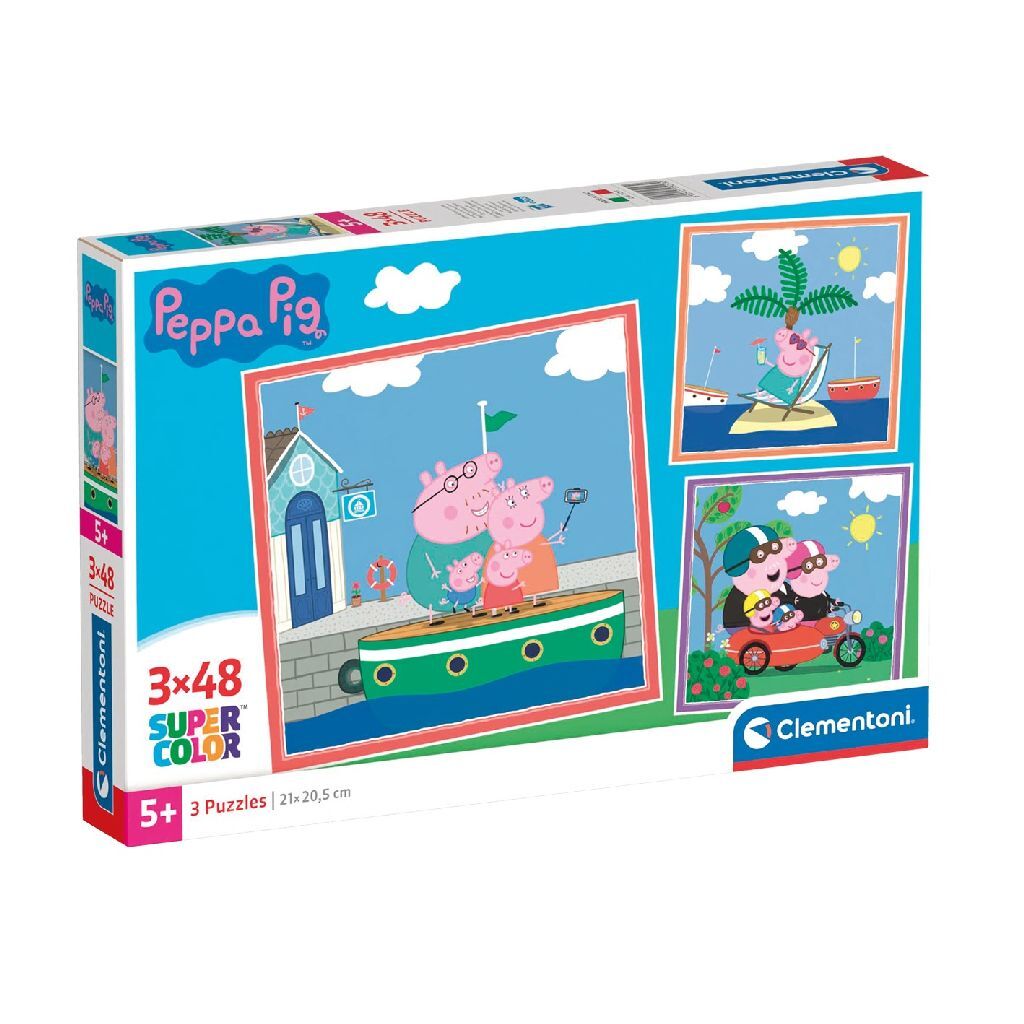 Clementoni legpuzzel super color vierkant peppa pig, 3x48st.