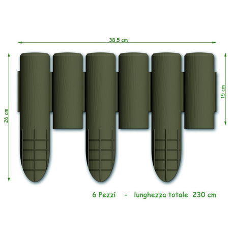 Bama tuin modulaire rand imitatiehout 38.5x15 cm 6 stuks bruin