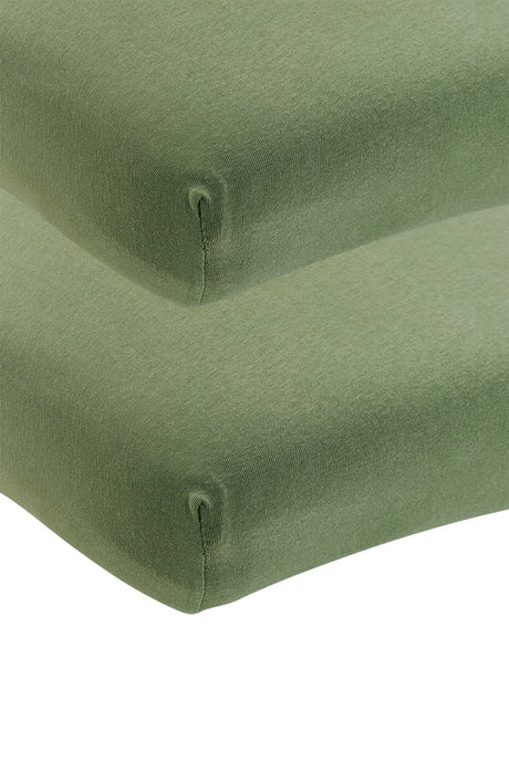 Meyco baby uni hoeslaken wieg - 2-pack - jersey - olive green - 40x80 90cm