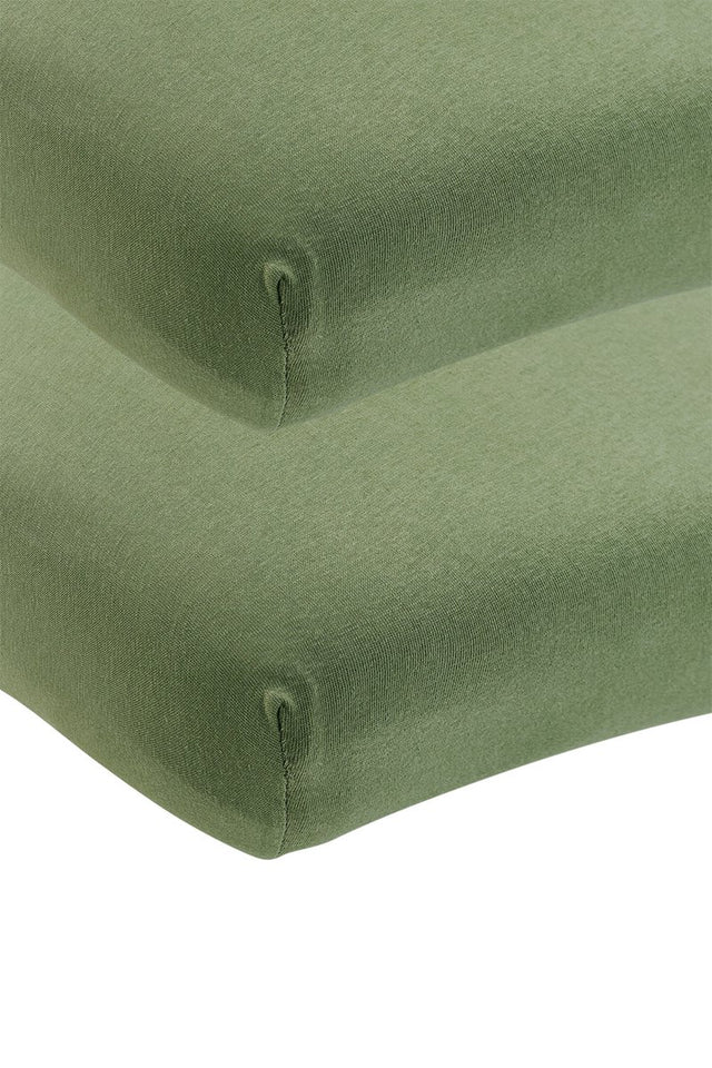 Meyco baby uni hoeslaken wieg - 2-pack - jersey - olive green - 40x80 90cm