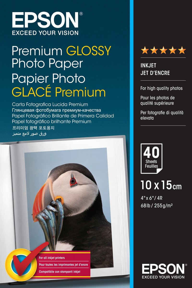 Epson c13s042153 fotopapier premium - 10x15 40 vellen