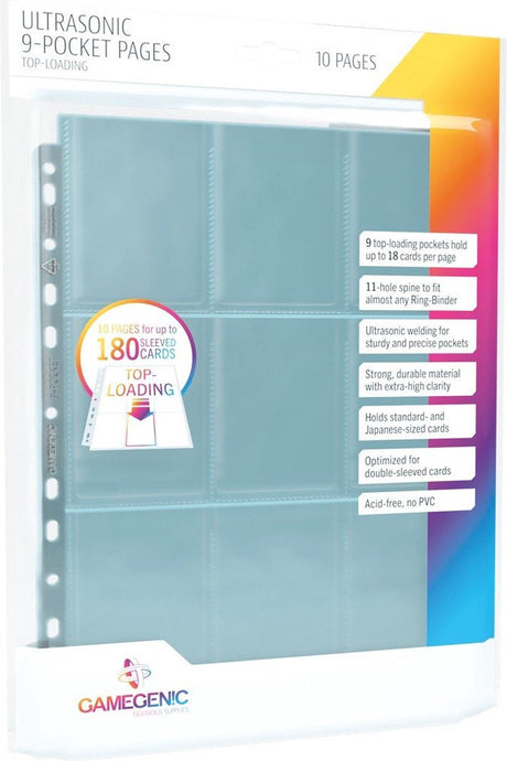 Trading card game toploading ultrasonic 9-pocket pages pack (10 pagina per pack)