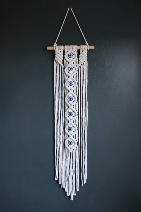 Motivagems bescherming dromenvanger - med macrame oog blauw wit roze