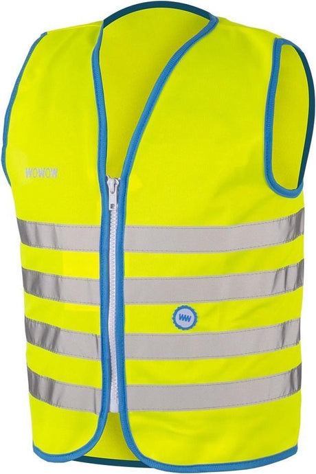 Wowow veiligheidshesje kind met rits en 1150 - fun fietsjas - maat l - unisex - geel blauw zilver l