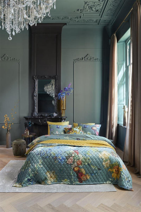 Beddinghouse x van gogh museum bedsprei partout des fleurs - 180x260 cm - groen