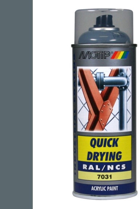 Motip industrial acryllak hoogglans ral 7031 blauwgrijs - 400 ml.
