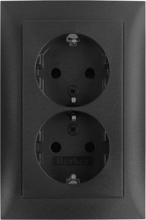 Berker s1 contactdoos - inbouw - 2-voudig - randaarde - antraciet