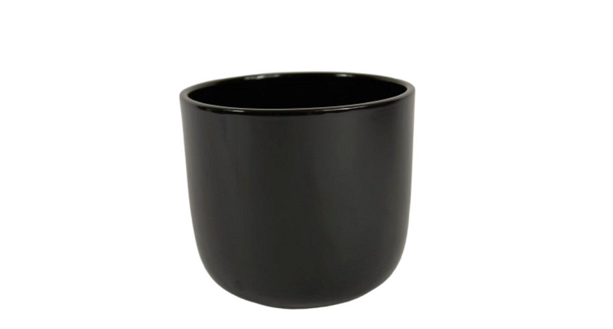 Pot boule zwart glans 18cm