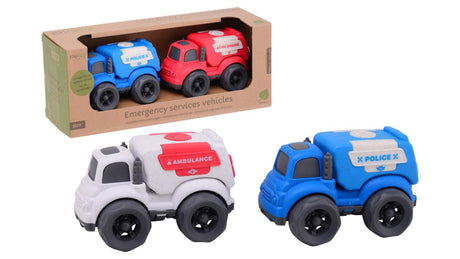 Johntoy john toy jouéco set a 2 hulpdienstvoertuigen bio-plastic 25x8x10cm