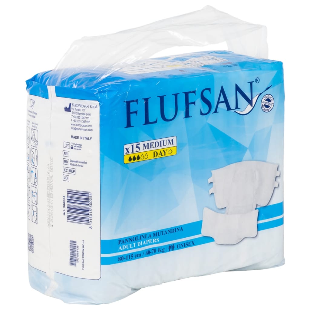 Vidaxl Flufsan Inconentile Diaper 15 pcs Størrelse m