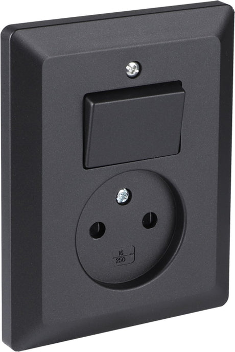 Q-link combinatie inbouw - wissel - met shutter - met aanraakbeveiliging - zwart