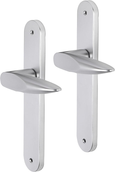 Impresso deurkruk - sutton - voor binnen - ovaal deurschild met schroeven - aluminium - 2 stuks