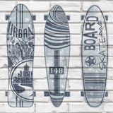 Noordwand Urban Friends Coffee Behang surfplanken blauw en wit