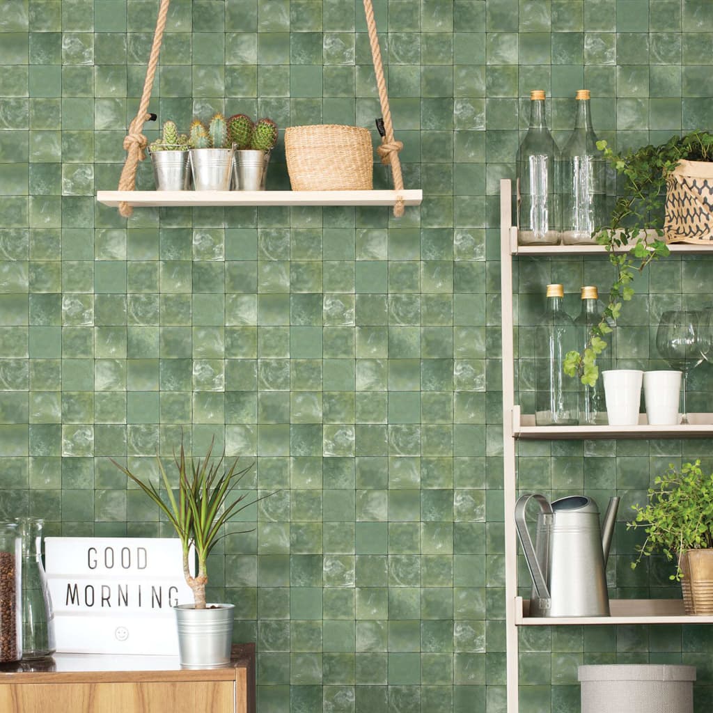 Noordwand Evergreen Behang Tiles groen