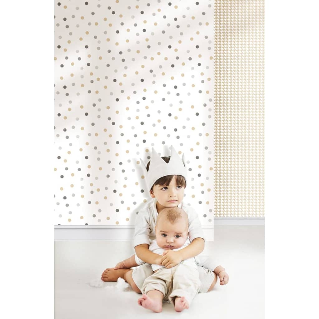 Noordwand Noordwand Behang baby Confetti Dots wit grijs beige