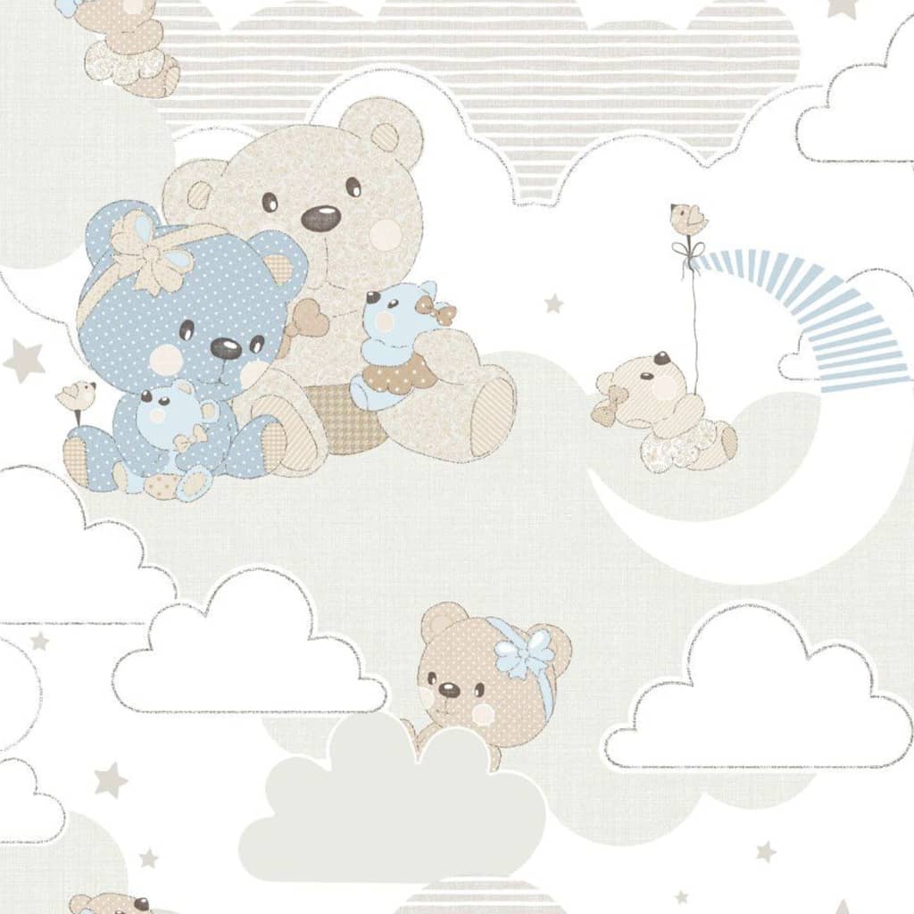 North Wall Noordwand Wallpaper Baby Hug Bears Blue and Beige