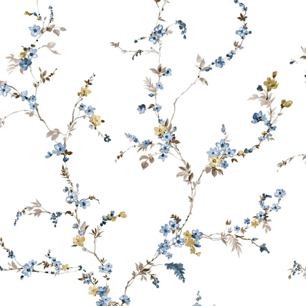 Noordwand Noordwand Behang Blooming Garden 6 Floral Strands wit en blauw