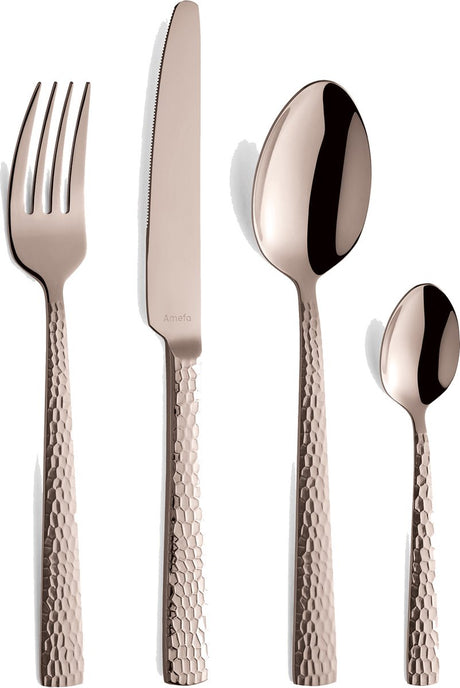 Amefa felicity koper- 24 delige bestekset - 6 persoons- pvd hammered hoogglans-18 0 chroomstaal – cadeauverpakking