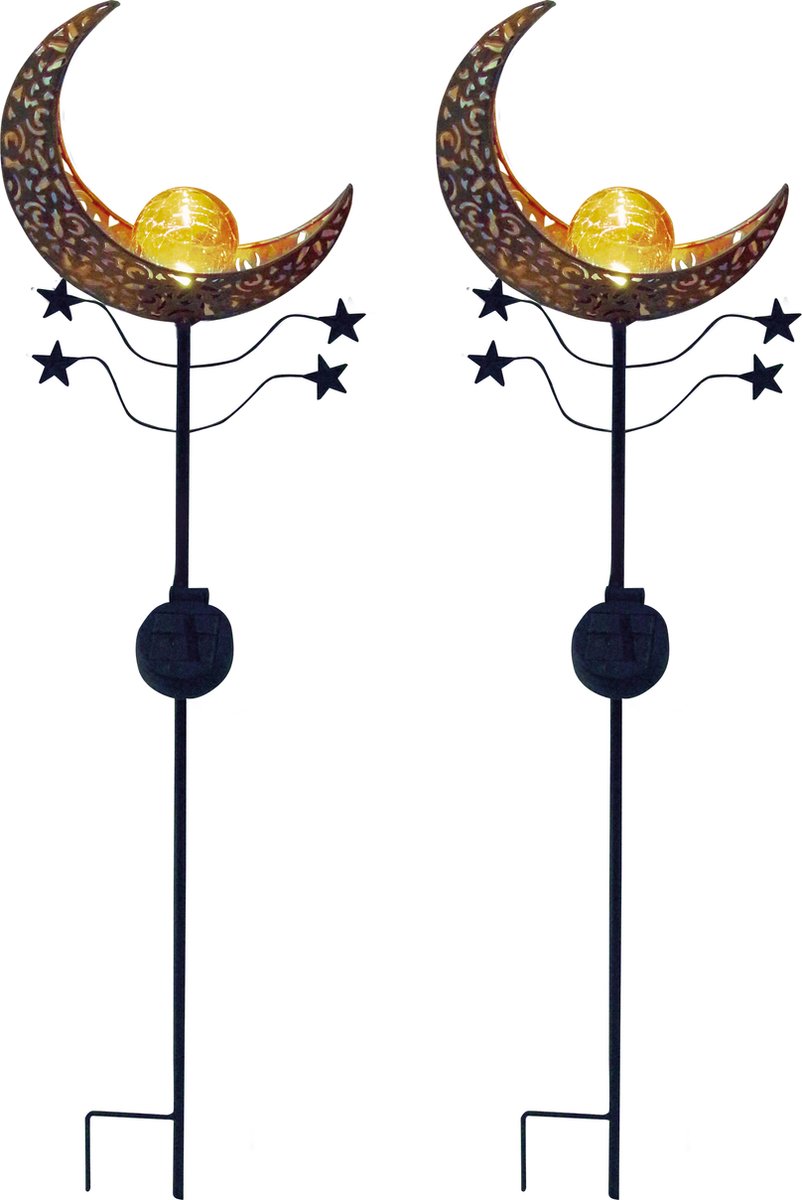 Luxform - tuinlamp met grondspies - mandala oranje - 2 stuks - led - werkend op zonne-energie