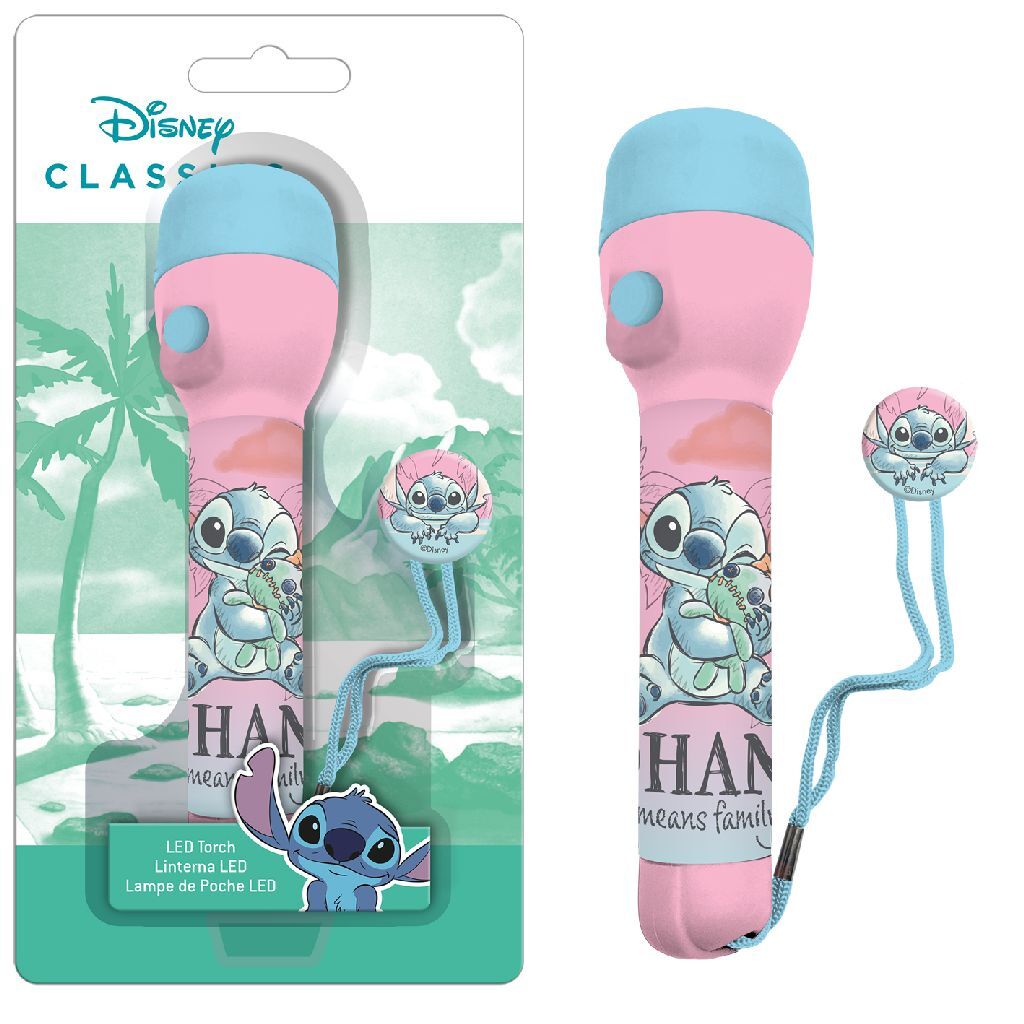 Lampe de poche Disney Stitch 16 cm rose bleu