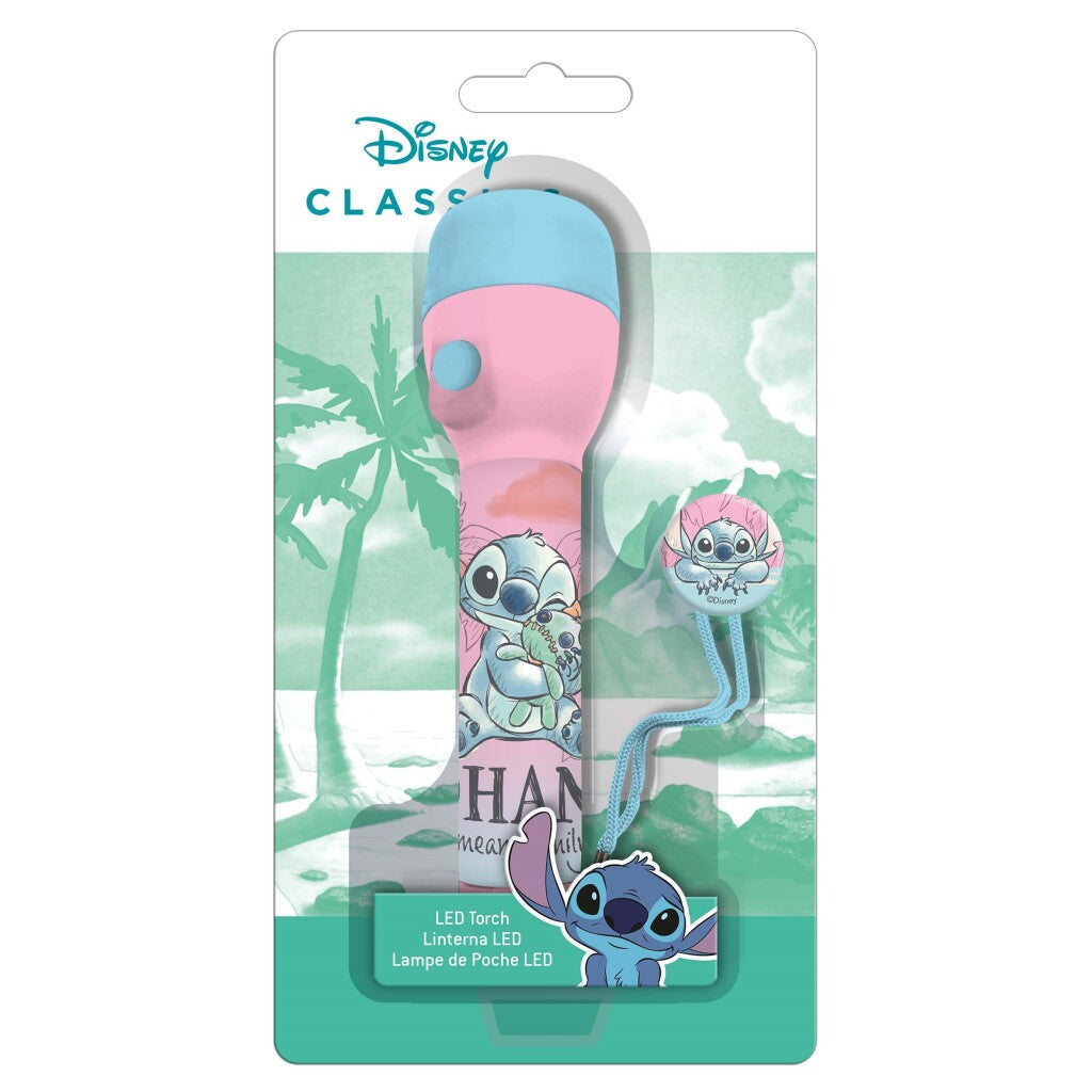 Disney Stitch lommelykt 16 cm blå rosa