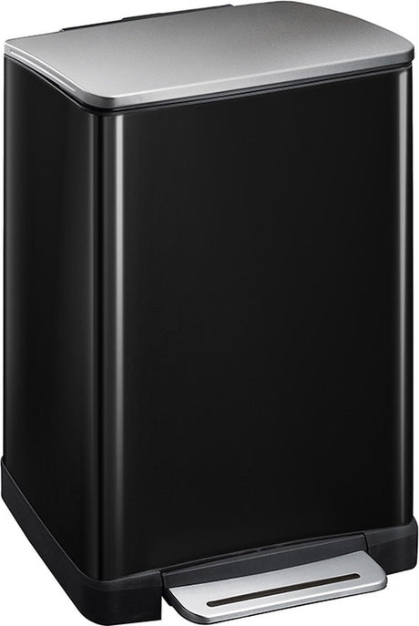 Eko - e-cube pedaalemmer 40 liter - stainless steel plastic - zwart glanzend, mat rvs - prullenbak