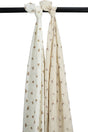 Meyco baby ginkgo swaddle - 2-pack - pre-washed hydrofiel - offwhite soft sand - 120x120cm