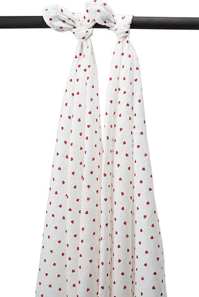 Meyco baby sweet heart swaddle - 2-pack - hydrofiel - red - 120x120cm