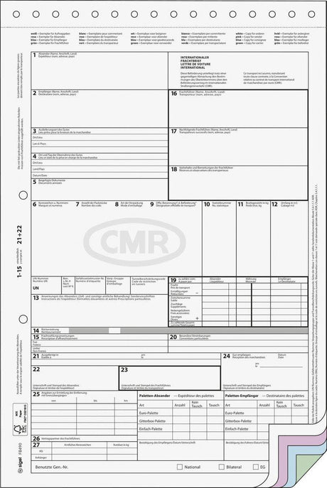 Sigel formulier vrachtbrief din a4