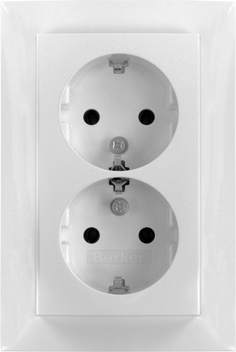 Berker s1 contactdoos - inbouw - 2-voudig - randaarde - polarwit