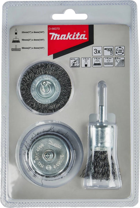 Makita borstelset 3dlg 6mm pens vlak - d-66070