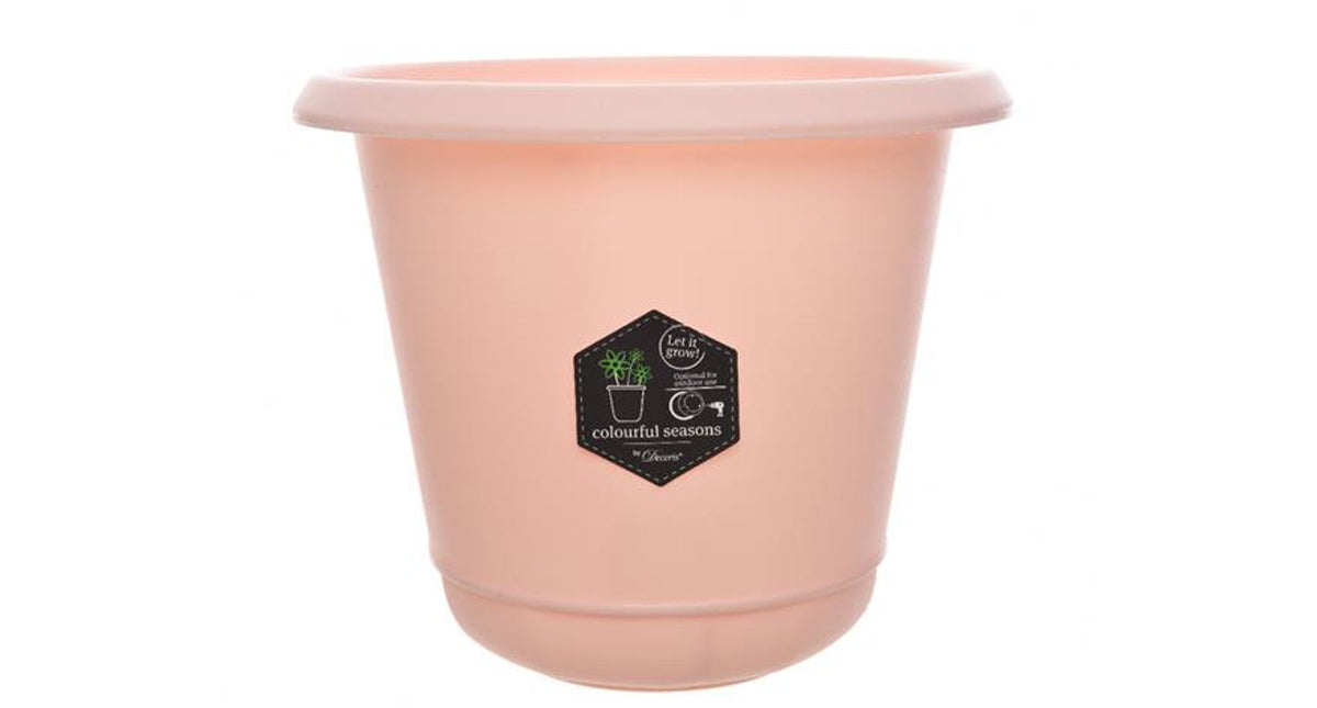 Plastic flower pot soft pink dia24x22cm