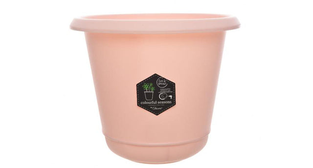 Plastic flower pot soft pink dia24x22cm