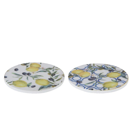 Decoris onderzetter citroen 4-delig mdf diameter 10cm 2 assorti