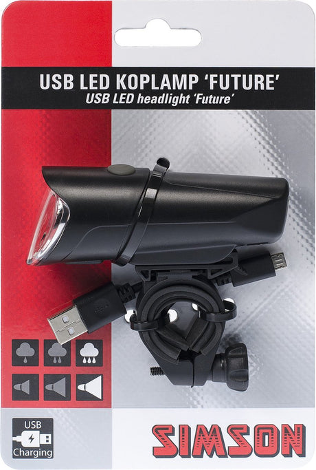 koplamp Future USB led oplaadbaar zwart