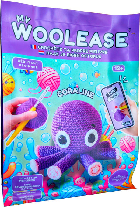 Geronimo games my woolease - haakpakket - crochet kit - coraline the octopus - diy - vanaf 12 jaar oud -