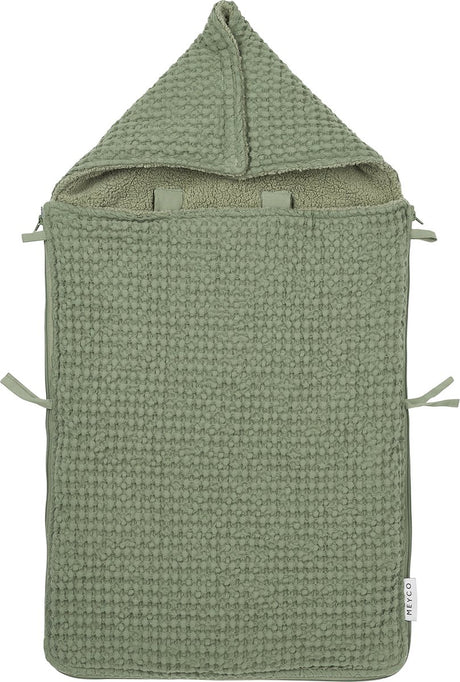 Meyco baby wafel teddy voetenzak - olive green - 40x82cm