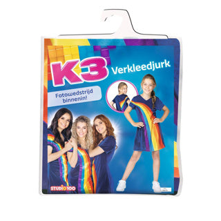 Studio 100 k3 verkleedkleding - regenboogjurkje blauw 3 5 jaar - maat 116