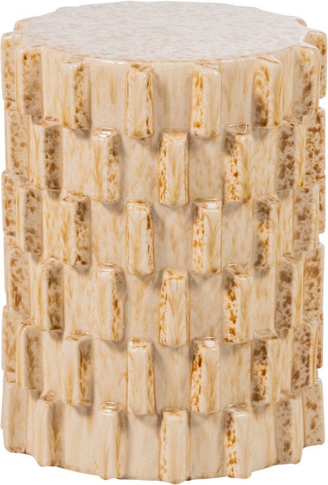 Woood axu decoratieve bijzettafel ø 35 cm - keramiek - zand - 45x35x35