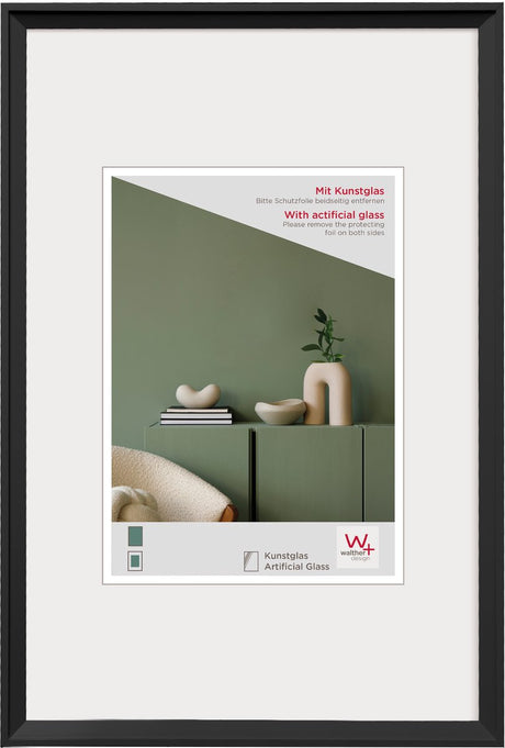 Walther desire - kunststof lijst - fotoformaat 40x50 cm - kunstglas - zwart
