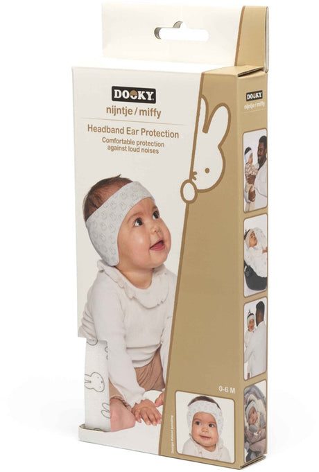Dooky x nijntje baby gehoorbescherming – zachte verstelbare hoofdband – 0-6 maanden - wit – oeko-tex katoen – licht comfortabel