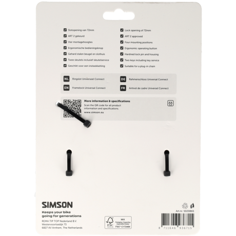 Simson ringslot universeel connect insteek 72mm art**