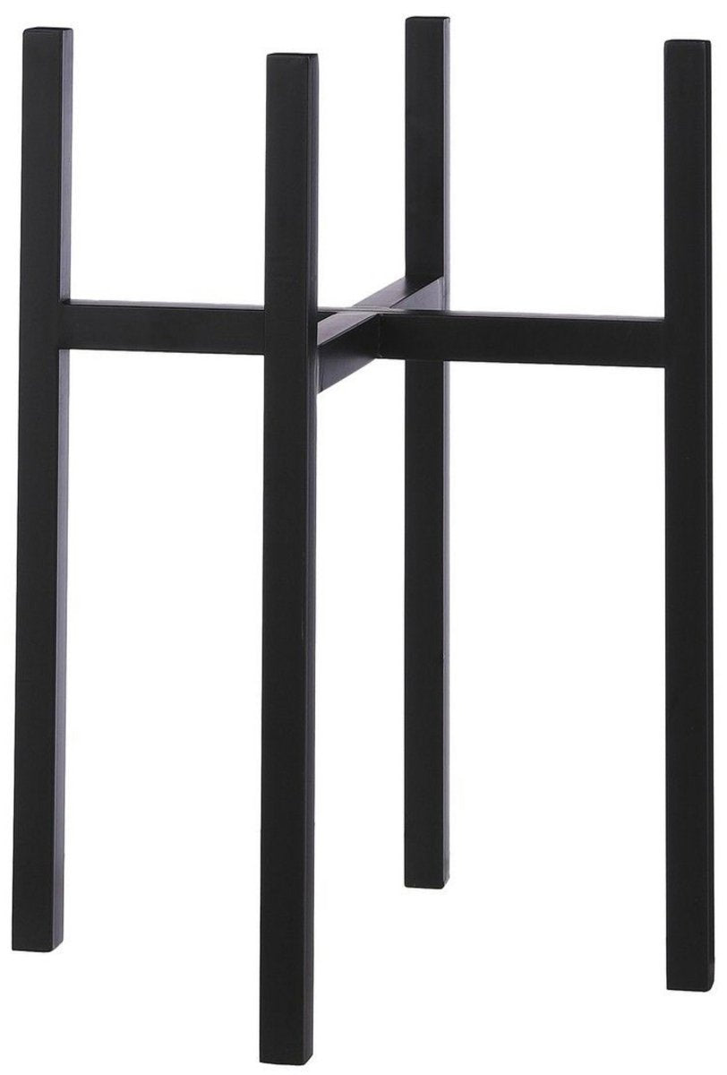 Mica decorations - bloempot plantenpot standaard verhoger - zwart - b42 x h50 cm - metaal