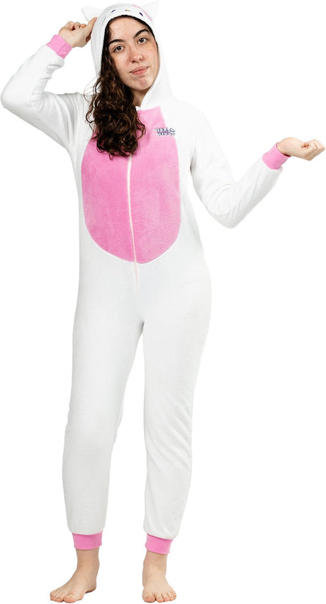 Hello kitty riethmüller - fleece onesie kostuum volwassene – officiële licentie - maat l