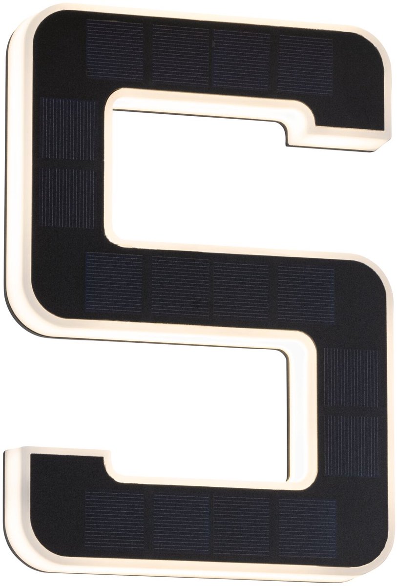 Paulmann solar led-huisnummerverlichting incl. verwisselbare accu nummer 5 ip44 3000k 6lm zwart