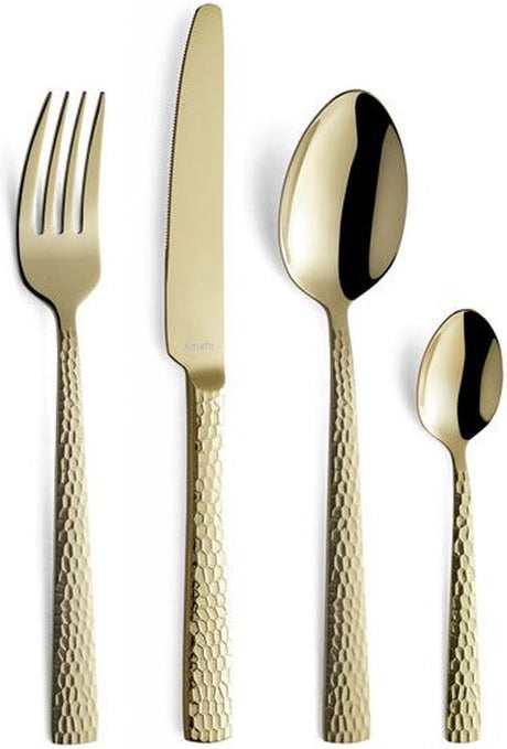 Amefa felicity champagne- 24 delige bestekset - 6 persoons- pvd hammered hoogglans-18 0 chroomstaal – cadeauverpakking