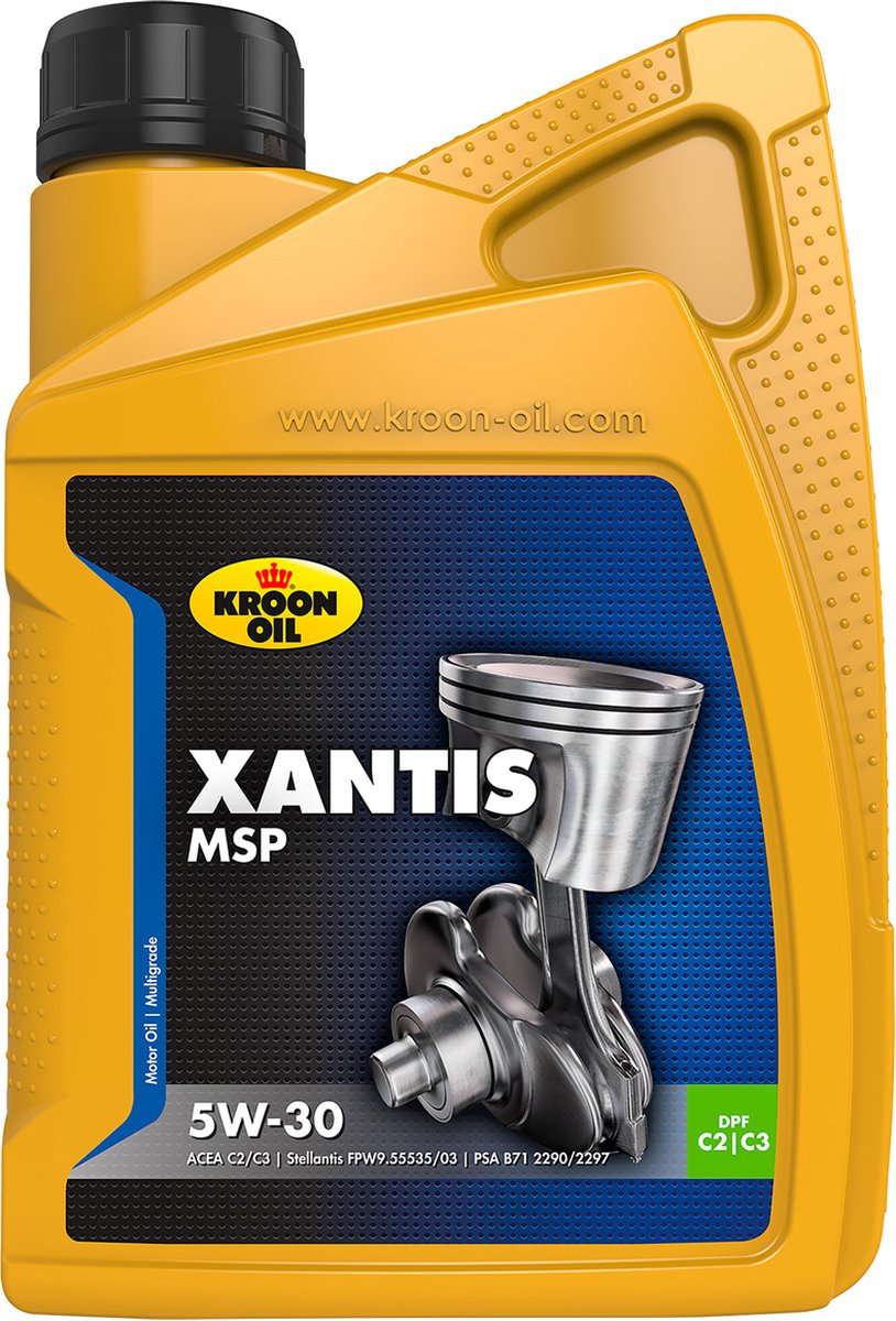 Kroon-oil xantis msp 5w-30 - synthetische motorolie - 1 liter - brandstofbesparend