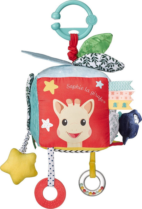 Sophie la girafe sophie de giraf activiteitenkubus - boxmobiel - baby speelgoed - met ophangring - vanaf 0 maanden - 15x15x15 cm - meerkleurig